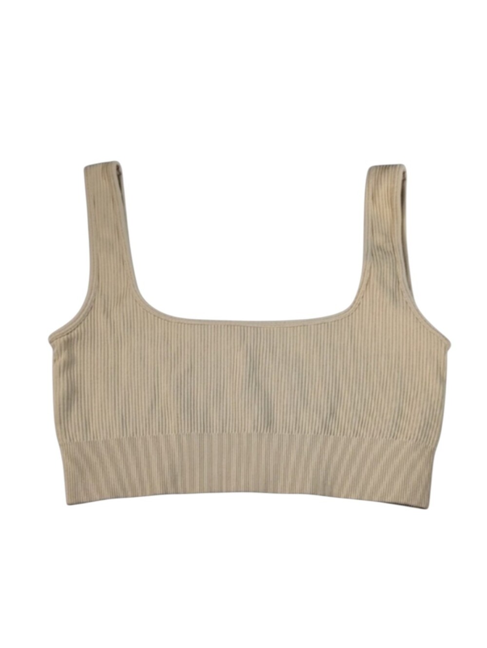 NUX Butter Yellow Ribbed Cropped Yoga Tank Top Size Large